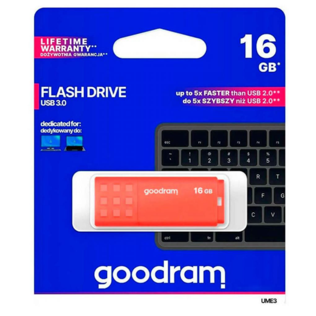 Флеш пам'ять/флешка Goodram UME3-0160O0R11 16ГБ/USB 3.0 Помаранчевий - зображення 4