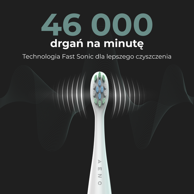Електрична зубна щітка AENO DB1S SMART, 46000 обертів за хвилину, біла, 3 насадки - зображення 9