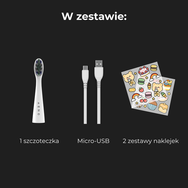 Szczoteczka soniczna AENO DB7, 30000 obrotów/minuta, biała - obraz 12