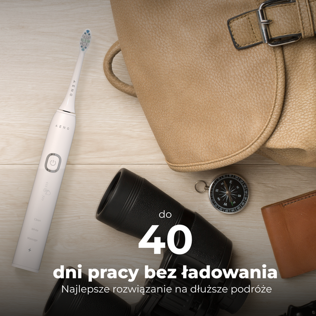Електрична зубна щітка AENO DB3, 46000 обертів за хвилину, бездротова зарядка, біла, 4 насадки - зображення 13