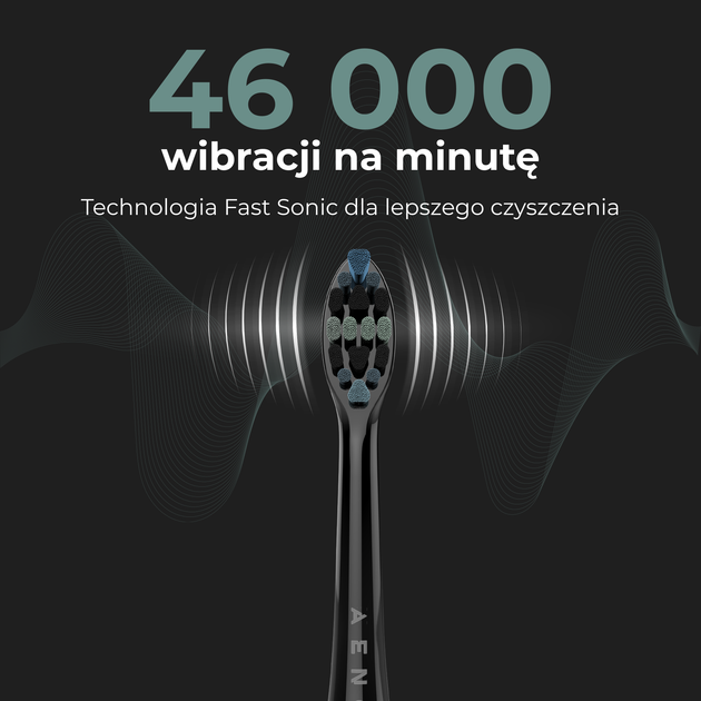 Електрична зубна щітка AENO DB4, 46000 обертів за хвилину, бездротова зарядка, чорна, 4 насадки - зображення 5