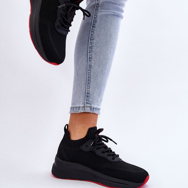 Sneakersy damskie z siatki na platformie do kostki wsuwane Cross Jeans LL2R4032C 37 Czarne (8697319464542) - obraz 2