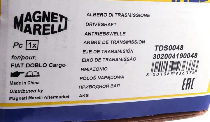 Полуось MAGNETI MARELLI 302004190048 Fiat Doblo 46307678 - изображение 2