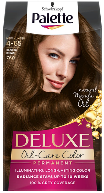 Trwała farba do włosów Palette Deluxe Oil-Care Color z mikroolejkami 760 (4-65) Dazzling Brown (3838824256603) - obraz 1