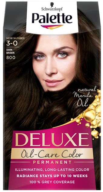 Trwała farba do włosów Palette Deluxe Oil-Care Color z mikroolejkami 800 (3-0) Dark Brown (3838824176994) - obraz 1