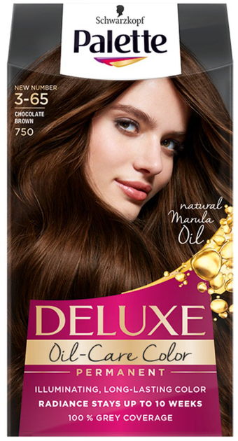 Trwała farba do włosów Palette Deluxe Oil-Care Color z mikroolejkami 750 (3-65) Chocolate Brown (3838824176932) - obraz 1