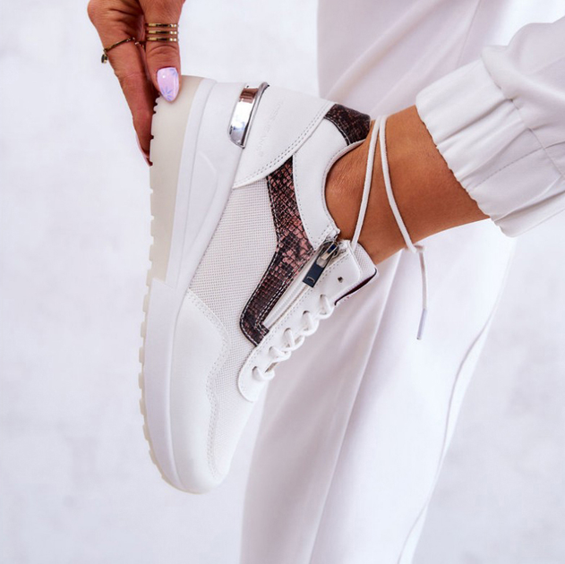 Sneakersy damskie na koturnie Cross Jeans JJ2R4028C 38 Białe (8697319245073) - obraz 3