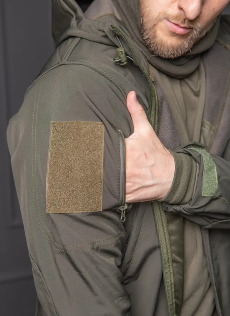 Мужская куртка НГУ Softshell оливковый цвет с анатомическим покроем ветрозащитная L - изображение 2