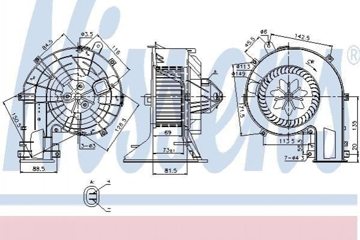 Вентилятор пічки NISSENS 87078 Opel Vectra 1845088, 1845109, 1845122 - зображення 1