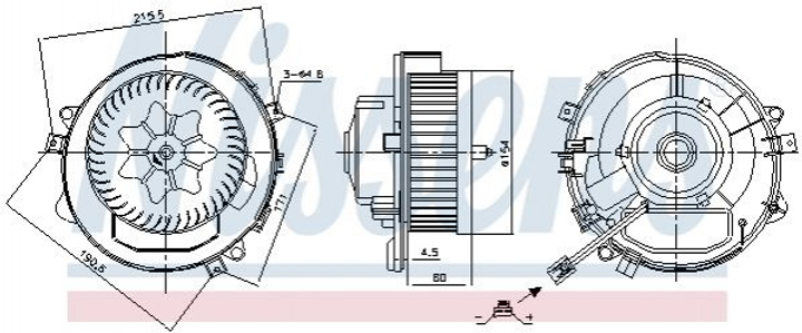 Вентилятор печки NISSENS 87424 Audi A3; Volkswagen Golf, Passat, Tiguan, Touran, T-Roc; Skoda Octavia, Superb, Kodiaq, Karoq; Seat Leon 5Q2819021, 5Q2819021B, 5Q2819021C - изображение 1