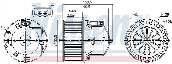 Вентилятор печки NISSENS 87761 Volvo V60, S80, V70, XC70, S60, XC60; Land Rover Range Rover, Freelander LR002631, LR009739, LR010388 - изображение 1