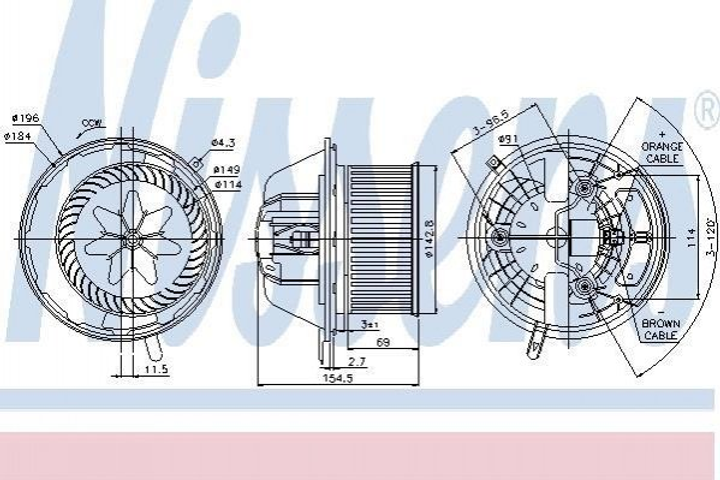 Вентилятор печки NISSENS 87112 Mercedes A-Class, B-Class 1698200642, A1698200642 - изображение 1