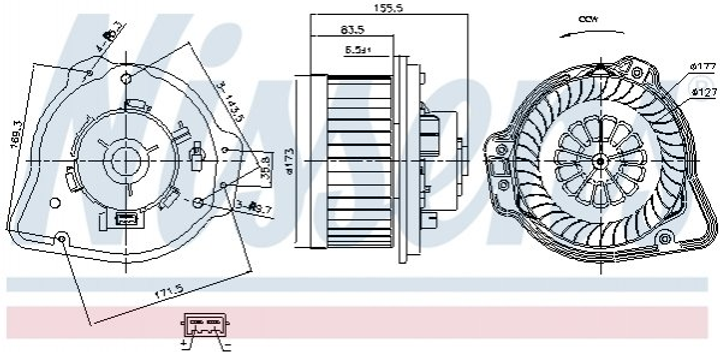 Вентилятор пічки NISSENS 87020 Volvo C70, V70, XC70 30755485, 9002318, 9171429 - зображення 1