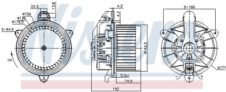 Вентилятор печки NISSENS 87495 Ford Ecosport, Courier, Transit, Fiesta, B-Max 1811783, 2067889, AV1119846AB - изображение 1