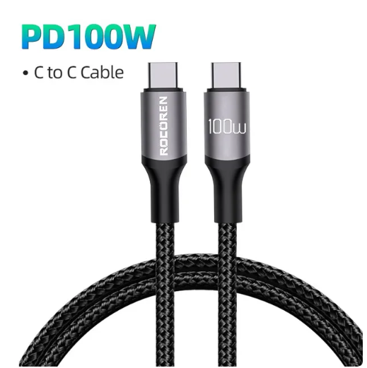 Кабель Rocoren USB на Type C 100W с цифровим дисплеем 1 м Черный - Фото 1 Кабель Rocoren USB на Type C 100W с цифровим дисплеем 1 м Черный - изображение 1