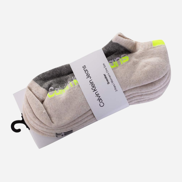 Набір жіночих шкарпеток коротких бавовняних Calvin Klein Jeans 701218753003 37-41 3 пари Сірий (8720245221528) - зображення 13