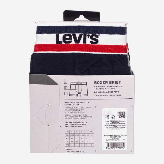 Набір трусів-боксерів чоловічих Levi's 100002870-004 XL 3 шт Чорний/Сірий (8720245095617) - зображення 7