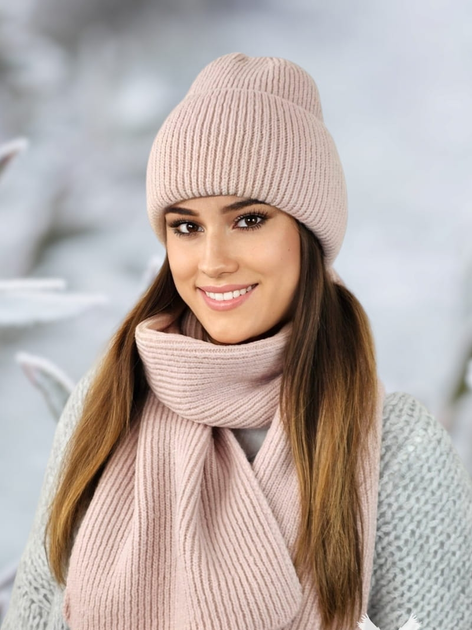 Комплект жіночий (шапка+шарф) Kamea K.23.232.09 One Size Рожевий (5903246783452) - зображення 2