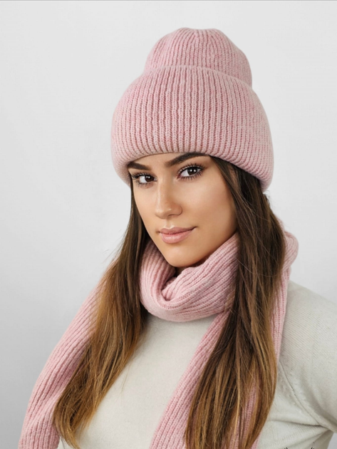 Комплект жіночий (шапка+шарф) Kamea K.23.232.10 One Size Темно-рожевий (5903246783469) - зображення 1