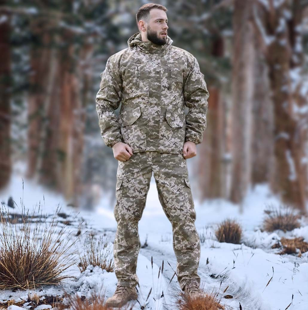 Зимовий чоловічий костюм Ріп-Стоп -20°C Утеплений бушлат та штани Піксель 48 - зображення 1