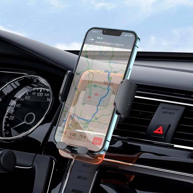 Автотримач для телефону HOCO CA117 Exquisite press type Air outlet car holder Space на дефлектор (затискач) Помаранчевий - зображення 6
