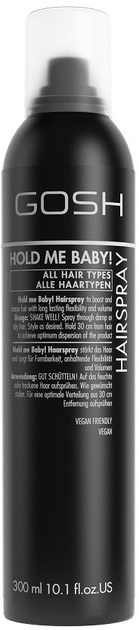 Lakier do włosów Gosh Hold Me Baby! Mocne utrwalenie 300 ml (5701278408240) - obraz 1