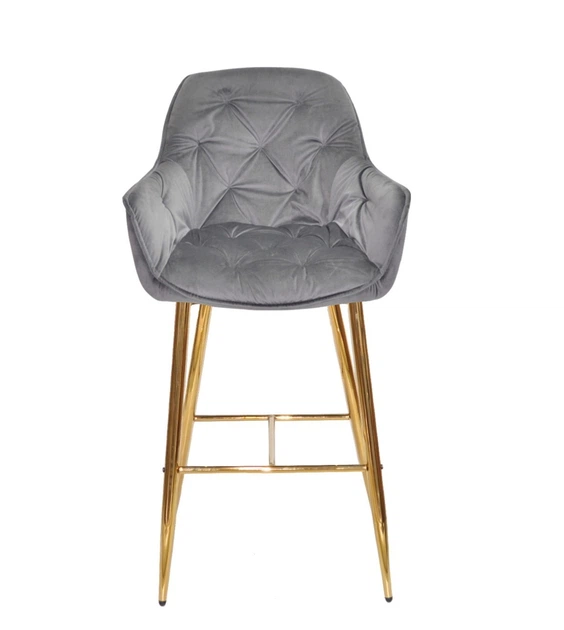 Барный мягкий стул на металлических ножках Onder Metal CHIC Б-Т серый PH-614 BAR 75 - GD 75см - изображение 2