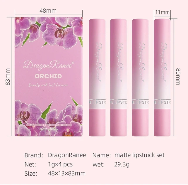 Набор помад Dragon Ranee Magnolia Matte Lipstick Set 4 шт - изображение 4