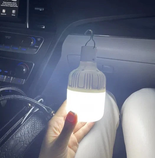 USB LED Лампа 2600 mAh, Кемпінговий туристичний похідний Світильник акумуляторний, портативний нічник ліхтар із підвісом, світлодіодна лампочка з зарядкою - зображення 7