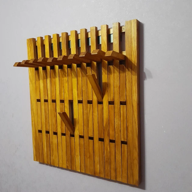 Вешалка настеная с откидними гачками Piano натуральное дерево ручная работа 80х70 - Фото 4 Вешалка настеная с откидними гачками Piano натуральное дерево ручная работа 80х70 - изображение 4