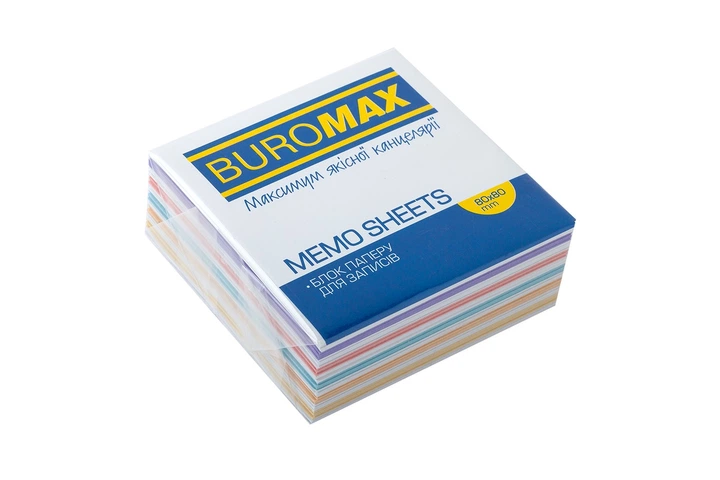 Блок бумаги для записей Buromax Радуга 80х80х30мм, не склеєний (BM.2233) - Фото 1 Блок бумаги для записей Buromax Радуга 80х80х30мм, не склеєний (BM.2233) - изображение 1