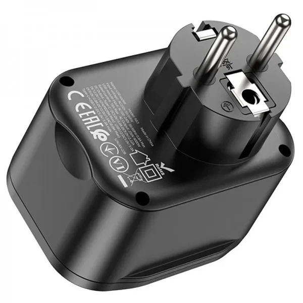 Сетевой удлинитель Hoco NS3 (2 USB порта, 1 Type-C, PD 20W, QC3.0/2.0, 4000 W, европейская вилка, розетка с юсб) - Черный - изображение 4