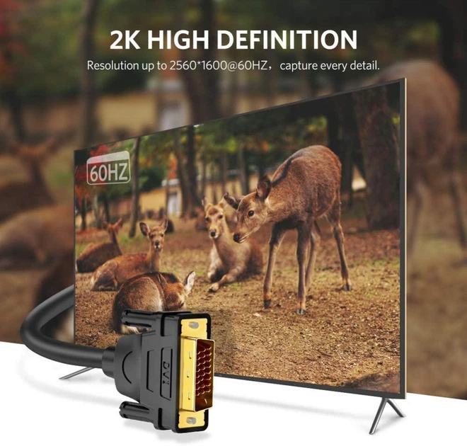 Двоканальний цифровий відеокабель Ugreen DVI-D 24+1 для DVD, ноутбуків, HDTV і проєкторів 2 м Black (YM1038) - зображення 3