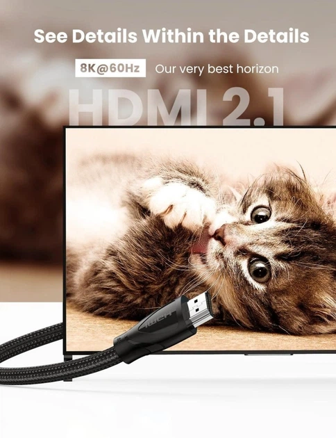 Кабель HDMI Ugreen HDMI to HDMI 8K Ultra HD 2.1 сверхскоростной 5 м Black (YM1475) - изображение 2