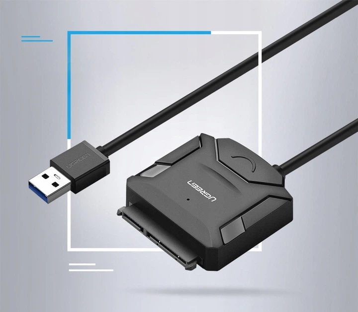 Кабель-адаптер UGREEN USB 3.0-SATA для 2,5"/3,5" жесткого диска Black (YM1414) - Фото 2 Кабель-адаптер UGREEN USB 3.0-SATA для 2,5"/3,5" жесткого диска Black (YM1414) - зображення 2