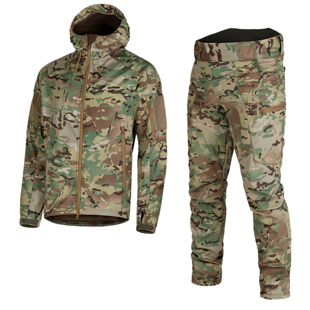 Костюм влаго-ветрозащитный SoftShell куртка и штаны Мультикам M (Kali) KL049 - изображение 1