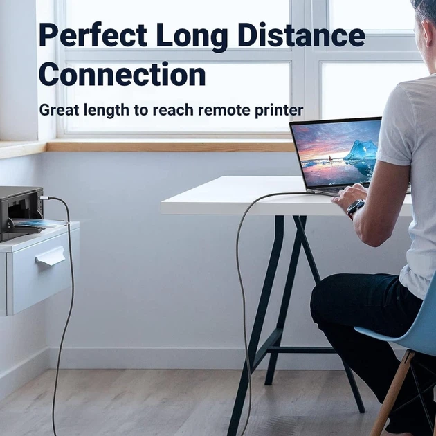Кабель Ugreen USB 2.0 to USB type B USB Printer Cable для принтерів, сканерів, БФП 5 м Black (YM1730) - зображення 7