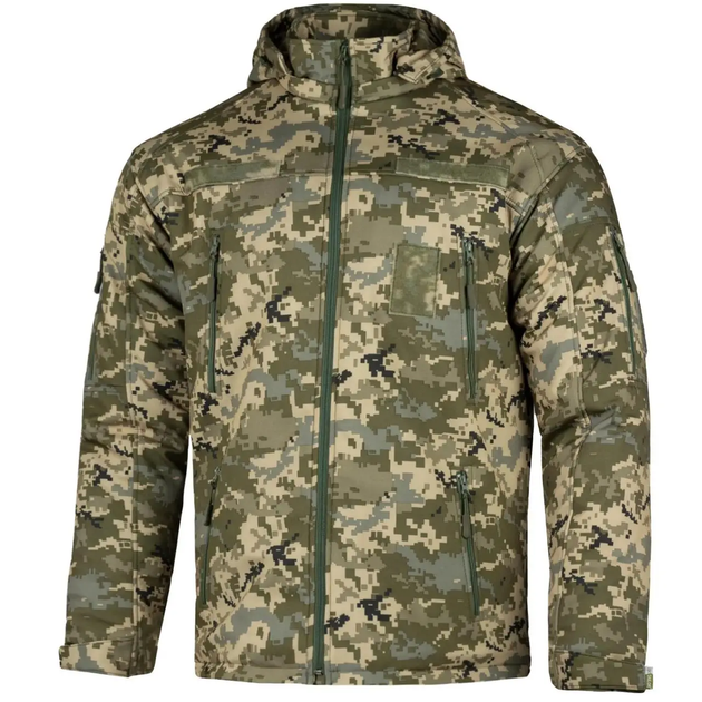 Мужская зимняя теплосохраняющая куртка SoftShell Max-Heat ММ-14 с капюшоном Пиксель ВСУ L (Kali) KL058 - изображение 1