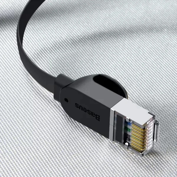 Патч корд Baseus сетевой кабель 10 Гбит\с Ethernet RJ45 Cat 6 плоский 3 м Black (YM1653) - изображение 5
