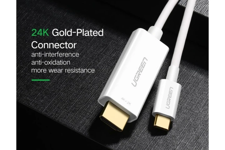 Кабель Ugreen USB Type-C to HDMI з позолоченими конекторами 1.5 м White (YM1162) - Фото 5 Кабель Ugreen USB Type-C to HDMI з позолоченими конекторами 1.5 м White (YM1162) - зображення 5