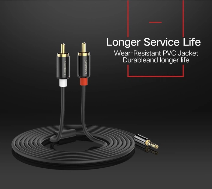 Кабель аудіо Ugreen 3.5 mm to 2RCA стереорозгалужувач 3М Black (YM1387) - зображення 10