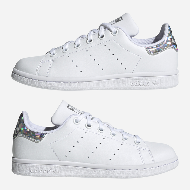 Sneakersy dziecięce dla dziewczynki adidas Originals Stan Smith J EE8483 38.5 (5UK) Białe ze srebrzystym kameleonem (4061616824011) - obraz 6