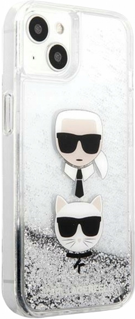 Etui CG Mobile Karl Lagerfeld Liquid Glitter Karl&Choupette Head do Apple iPhone 13 mini Srebrny (3666339028893) - obraz 2