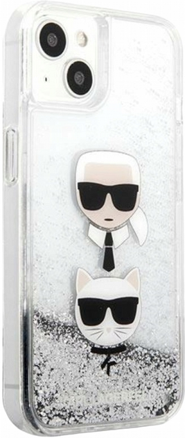 Панель CG Mobile Karl Lagerfeld Liquid Glitter Karl&Choupette Head для Apple iPhone 13 mini Silver (3666339028893) - зображення 2