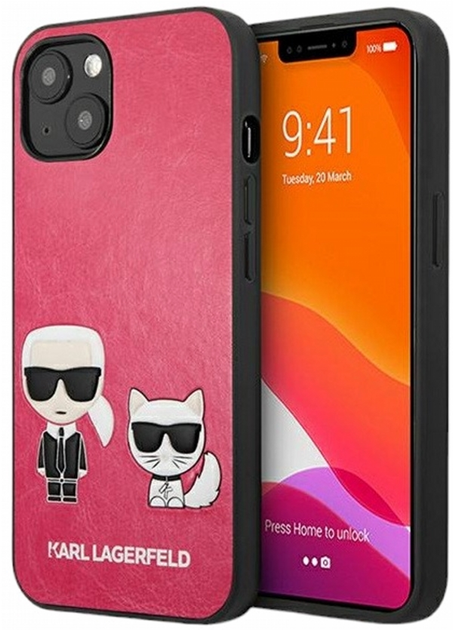 Панель CG Mobile Karl Lagerfeld Ikonik Karl&Choupette для Apple iPhone 13 mini Fuchsia (3666339027254) - зображення 1