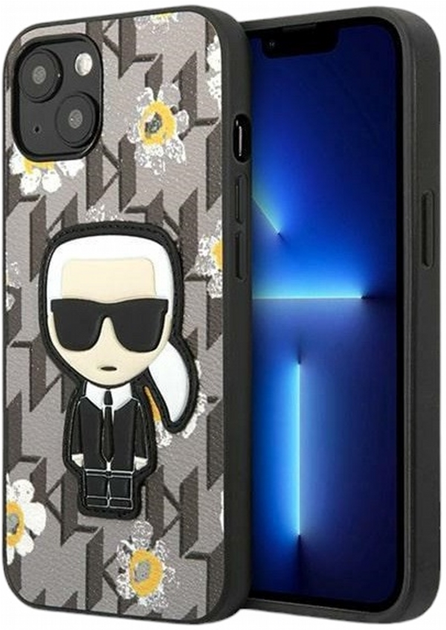 Etui CG Mobile Karl Lagerfeld Flower Iconic Karl do Apple iPhone 13 mini Szary (3666339049447) - obraz 3