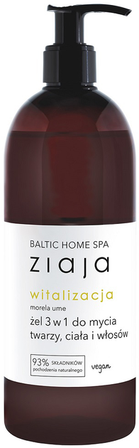 Żel pod prysznic Ziaja Baltic Home Spa Witalizacja 3 w 1 do mycia twarzy ciała i włosów Morela Ume 500 ml (5901887053156) - obraz 1