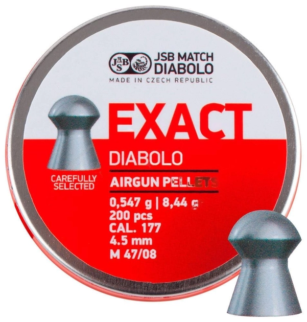 Кулі JSB Diabolo Exact пневматична калібр 4.5 мм 0.54г 200шт (00-00001756) - зображення 1