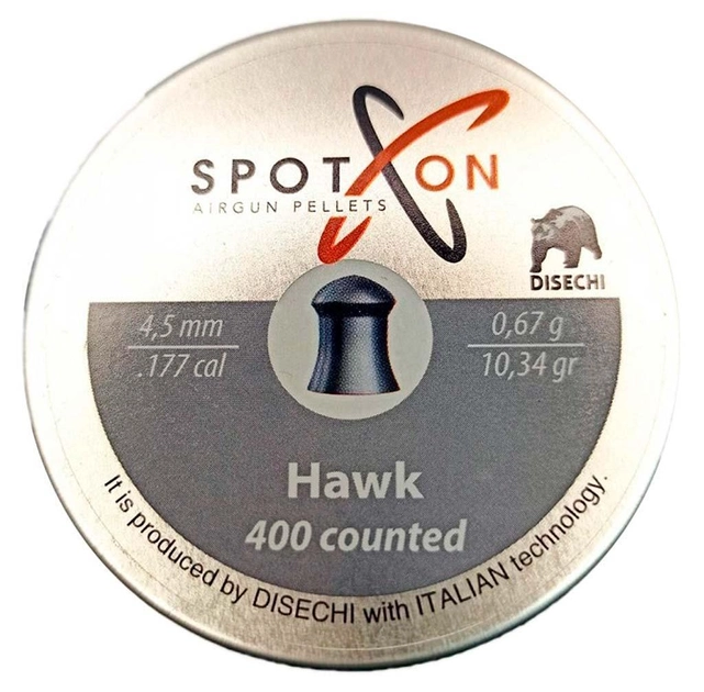 Пули Spoton пневматические Hawk 4.5 мм 0.67 г 400 шт (00-00010311) - изображение 1