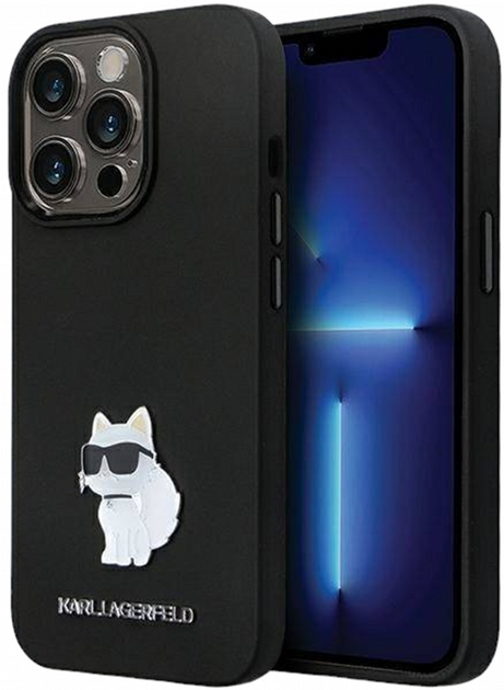 Панель CG Mobile Karl Lagerfeld Silicone C Metal Pin для Apple iPhone 13 Pro Max Black (3666339166304) - зображення 1